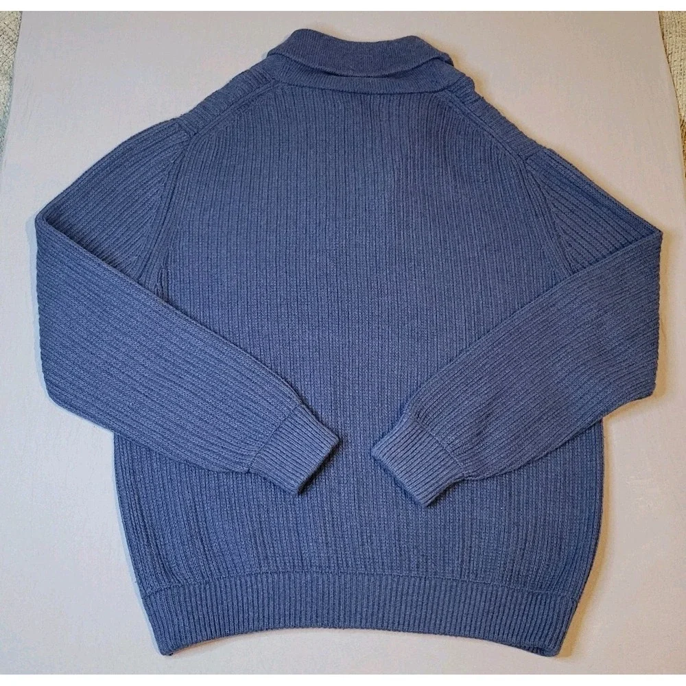 Duluth Trading Co Sweater Mens XL Blue Brigadier Shawl Collar Wool Blend - Picture 7 of 7